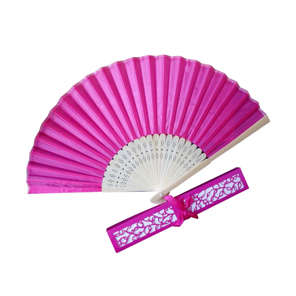 1pc Folding Fans Hot Sale Box Stunning Silk With Gift Wedding Favours Beach Party Colorful Dropshipping H5 | Дом и сад