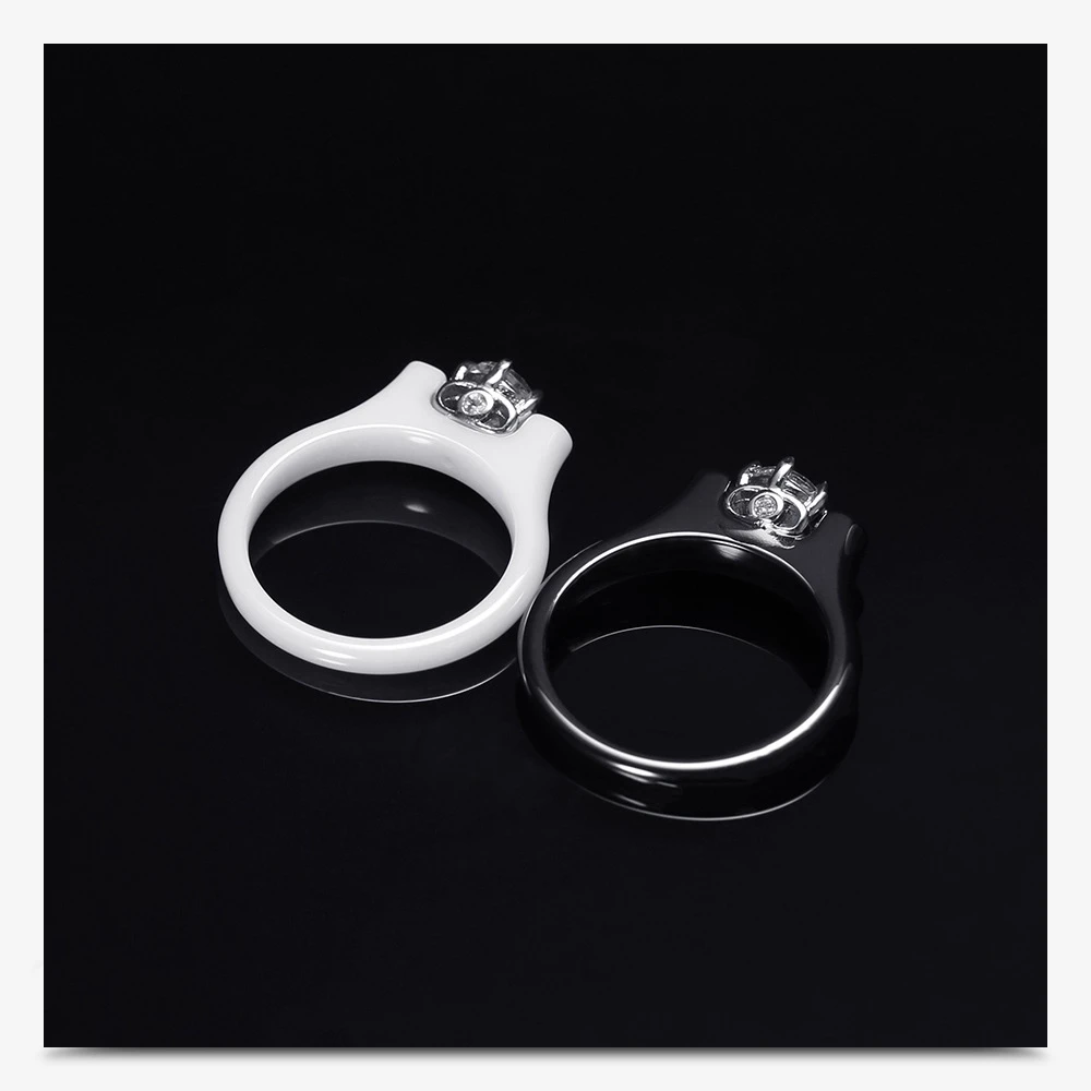 Черные и белые обручальные кольца для женщин гладкая керамическая бижутерия