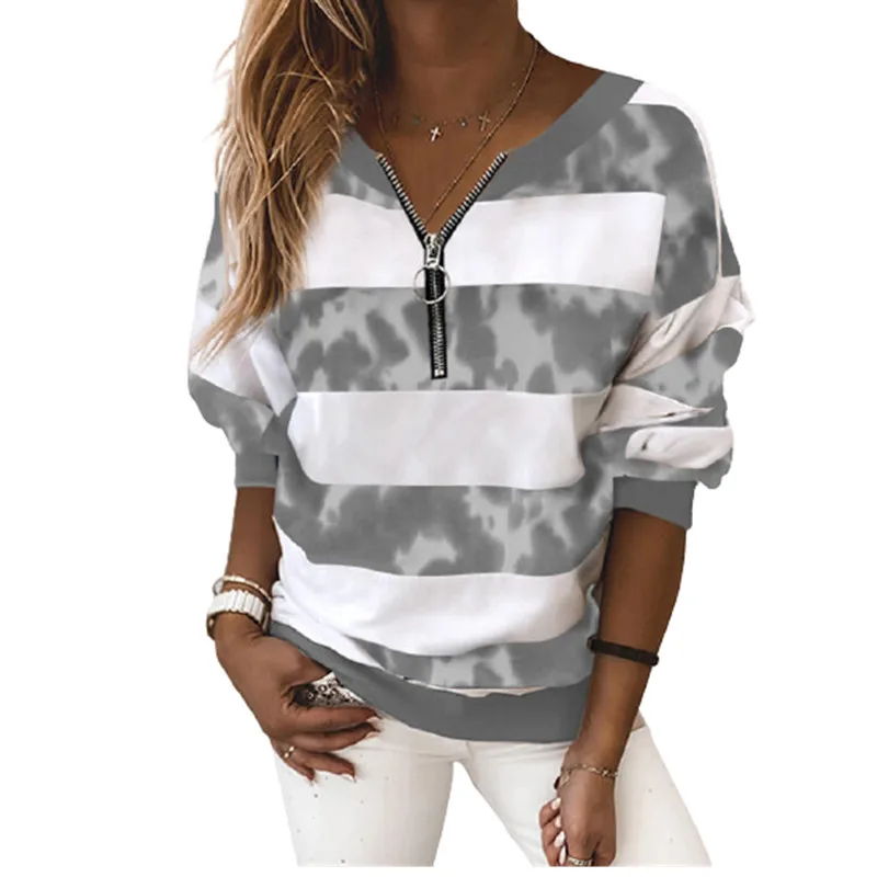 

Женская блузка в полоску, с V-образным вырезом и длинным рукавом