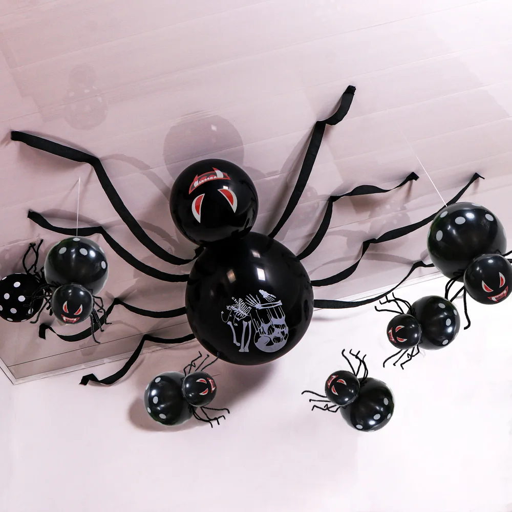 

Halloween Party Decoration Balloons Set Black White Spider Balloon Haunted House Bar Decoration Accessories