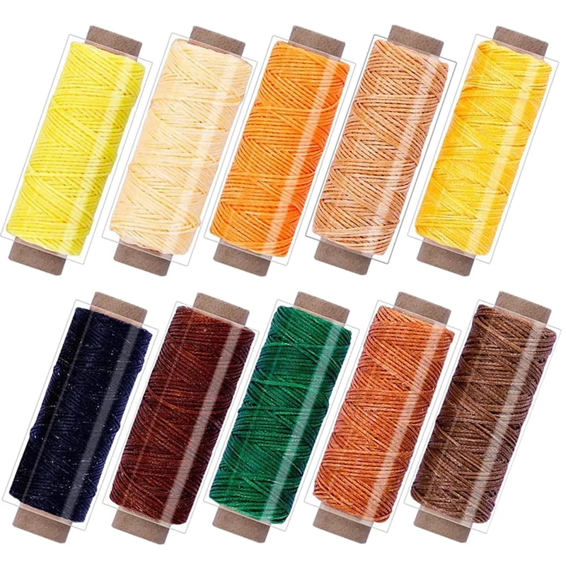 

Nonvor 550 Yards Leather Sewing Waxed Thread - 150D 55Yards Per Spool Stitching Thread for Leather Craft DIY, Bookbinding