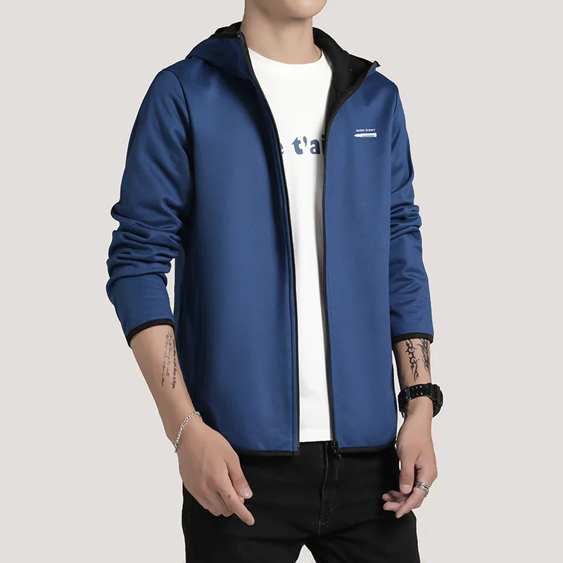 Осенняя мужская куртка Весенняя Повседневная однотонная модная на молнии с