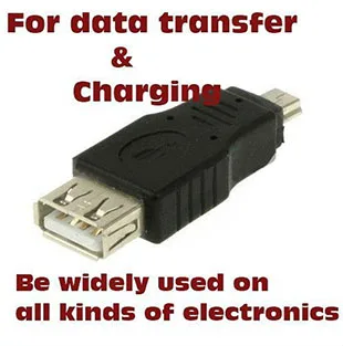 Бесплатная доставка черный USB A к Мини B адаптер конвертер 5pin кабель для MP3 MP4