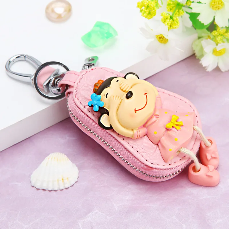 Style42 Милый мультяшный брелок Hello Kitty, модный кожаный кошелек на молнии, брелок для женщин и девочек, брелок для ключей, автомобильный Шарм, ювелирное изделие, подарок - Цвет: Style42