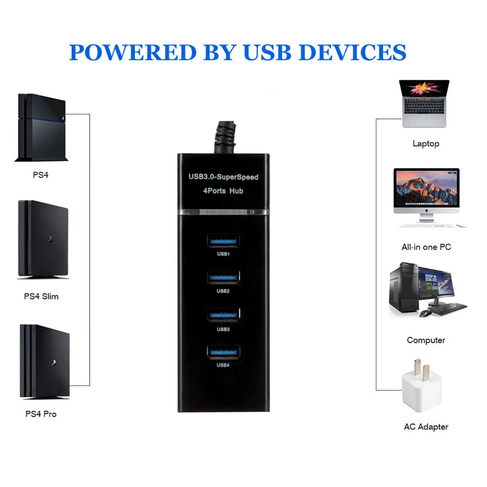 4 Порты USB 2 0 3 HUB Высокоскоростной разветвитель мульти расширительный бак для