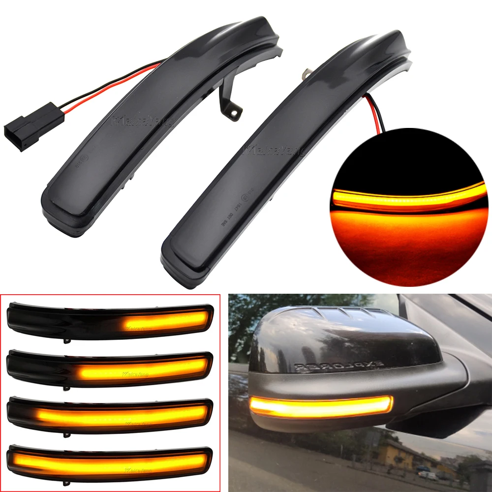 

1 пара светодиодных динамических поворотников для Ford Explorer 2011-2019, индикатор зеркала заднего вида, последовательная лампа с дымчатыми линзами