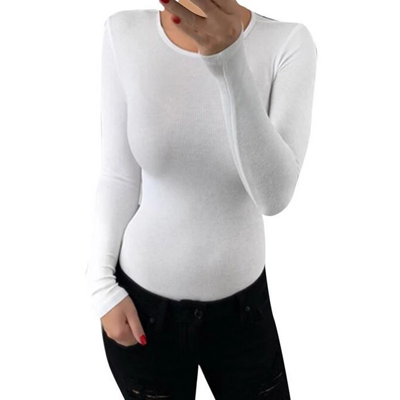 Сексуальное Женское боди с длинным рукавом на осень и зиму облегающее круглым