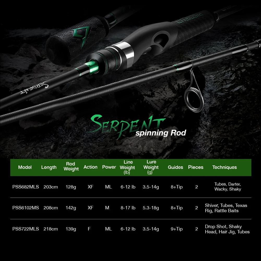 

Piscifun Serpent 2pcs Spinning Rod Fuji Guides IM7 Toray Carbon Fiber Tournament Level Performance 2M 2.2M M ML Fishing Rod