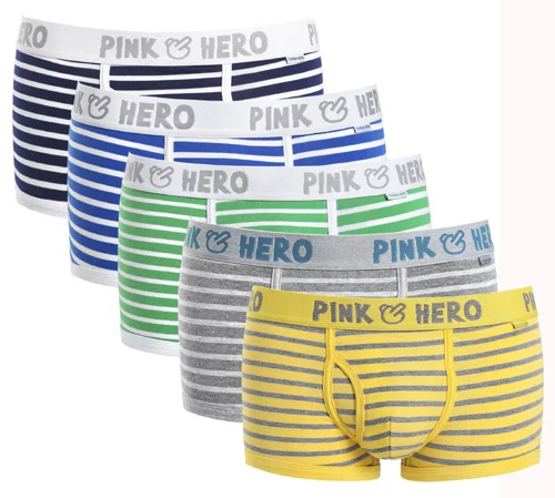 As shown Горячая Распродажа: 5 шт./лот Pink Heroes высокого качества нижнее белье из хлопка, Для мужчин шорты-боксеры Классический Полосатый мужской нижнее белье удобные U-сумка - Цвет: As shown