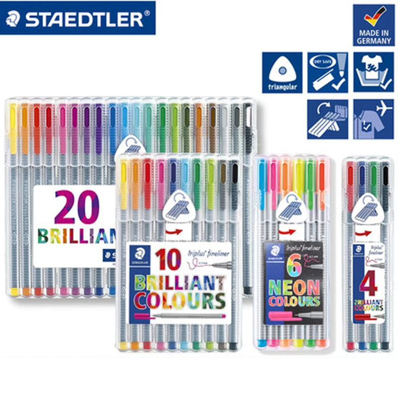 Немецкая ручка из волокна STAEDTLER 334 набор 4/15/20/30/42/50 цветов цвет эскизная 0 3 мм