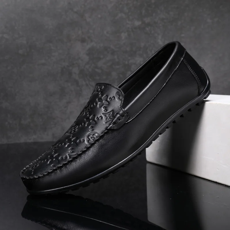 

Plus Size 38-46 Leather Men Shoes Luxury Brand 2021 Italian Casual Slip on Formal Loafers Men Moccasins Black Male Driving Shoes