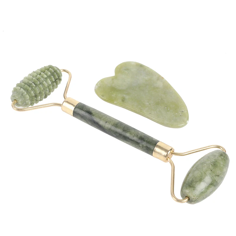 

2 шт./компл. нефрита каменный ролик для лица массажный ролик из ЭВА Двойные головки массажер для лица и глаз Уход за кожей лица шеи тонкие Лиф...