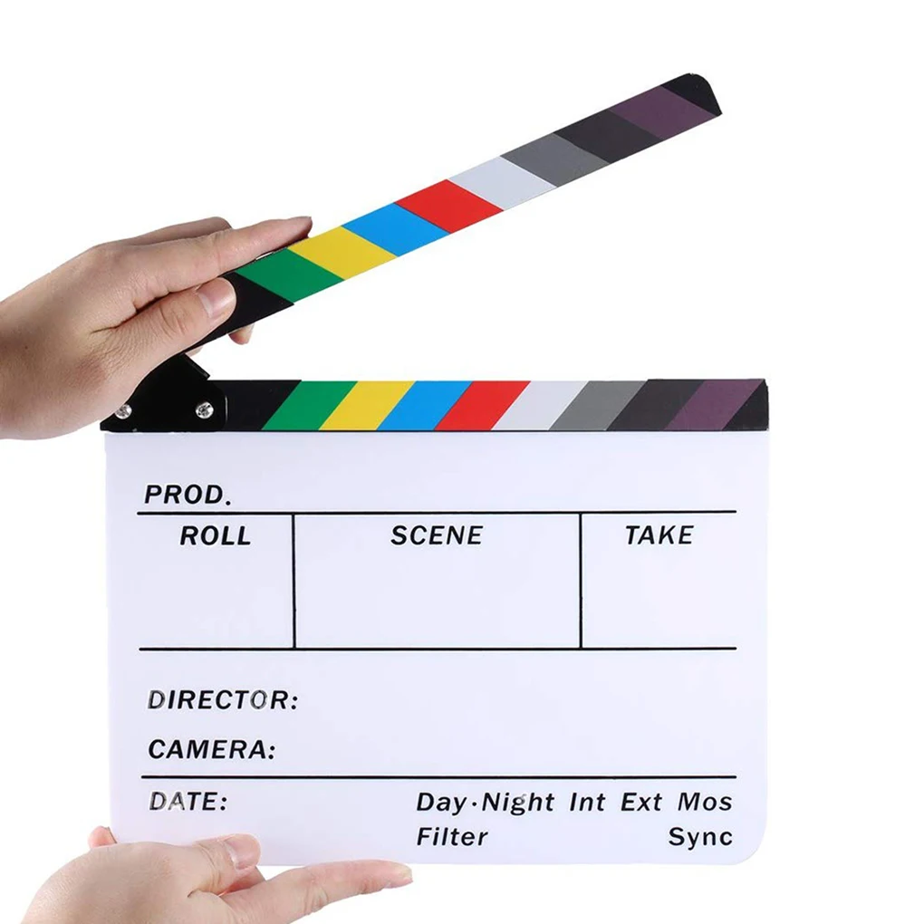 

1 Pcs Director Video Scene Clapperboard Clapper Board Dry Erase Director TV Movie Clip Film Action Slate Clap Handmade Cut Prop