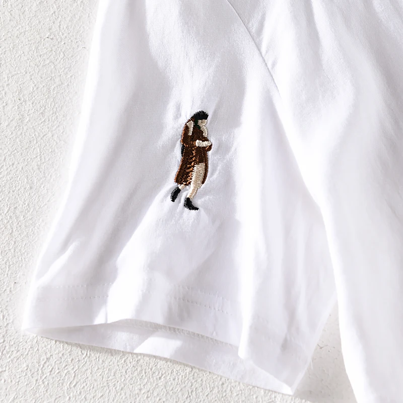 Мужская футболка с вышивкой коротким рукавом круглым вырезом | одежда