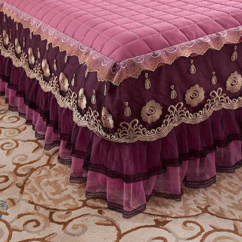 Однотонная Плотная хлопковая накидка для кровати кружевная теплая клетчатая