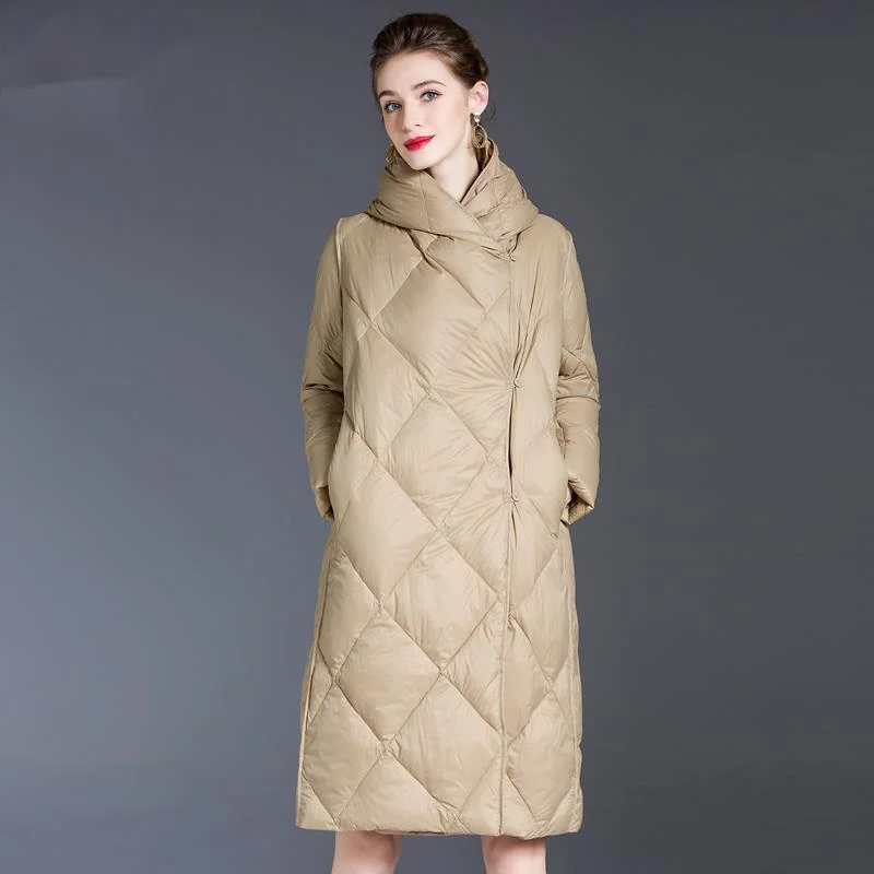 2022 Women's Winter Down Jacket Coats Women Light Ultra Long Warm Puffer Jacket Hooded Down Parka Female Outerwear Clothing