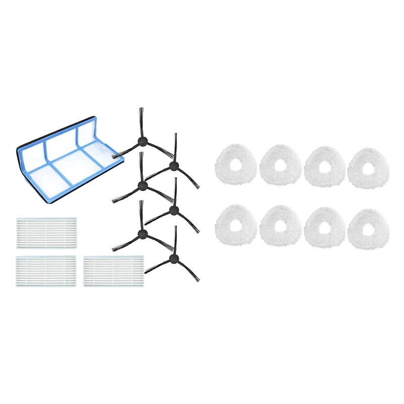 

1set for Robotic Vacuum ILIFE V3 V3S V5 V5S Filters Side Brushes & 8PCS Mops for NARWAL Robot for Roborock YJCC001-1