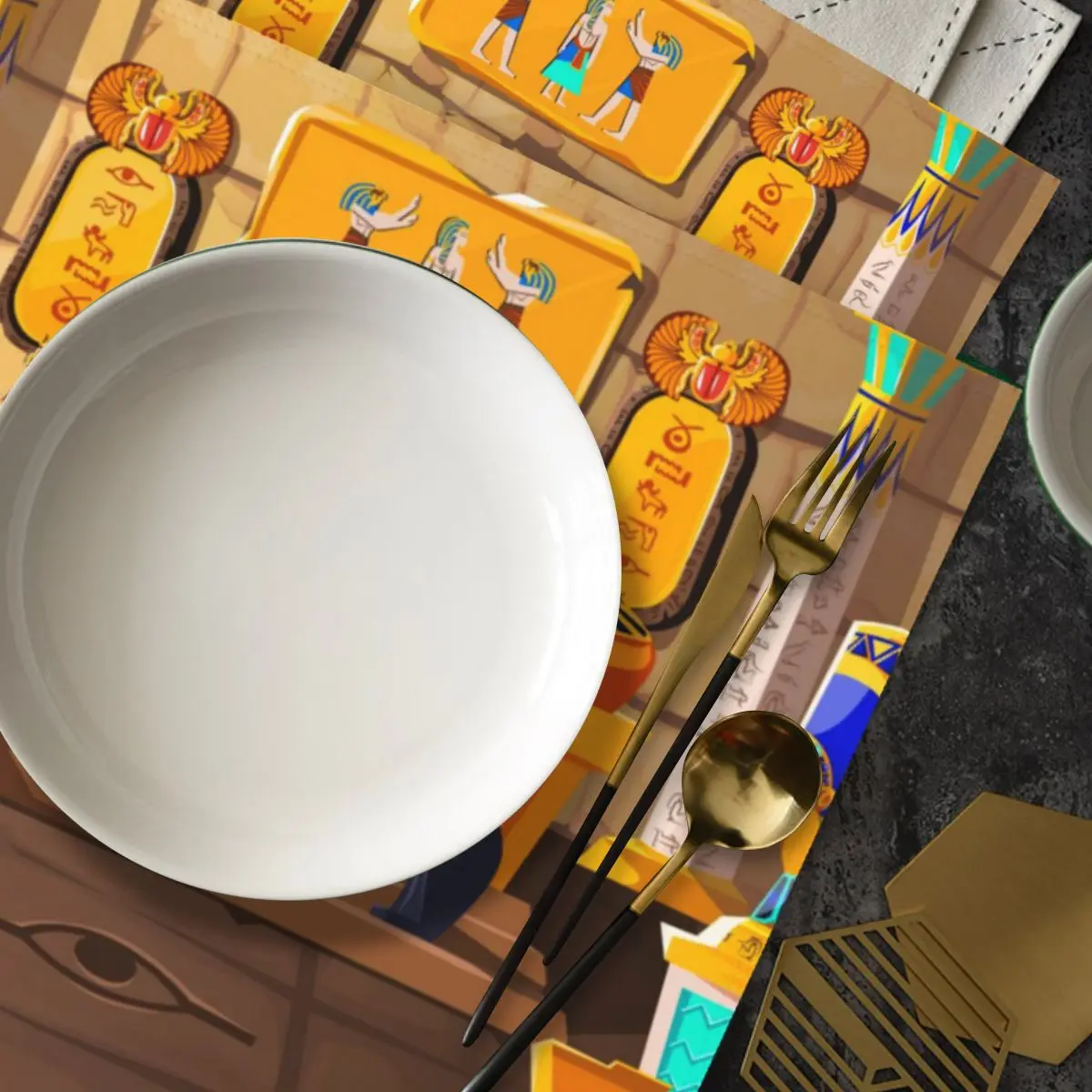 

4pcs/6pcs 50cm Square Table Cloth Napkins Ancient Egypt Tomb Pharaoh Decoration Napkin for Wedding Birthday Holiday Housewarming