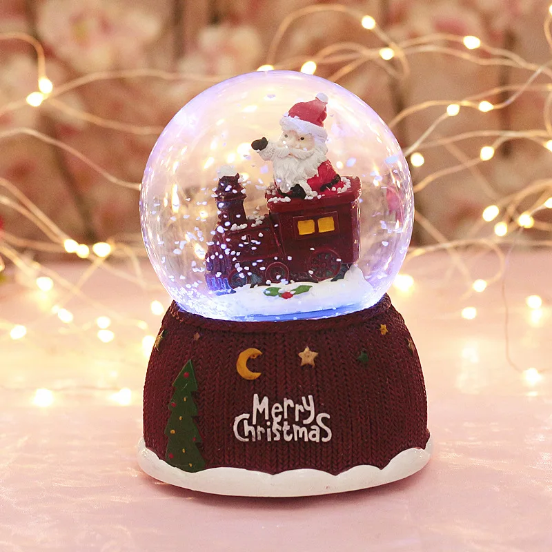 Рождественская музыкальная шкатулка в виде хрустального шара плавающий снег со