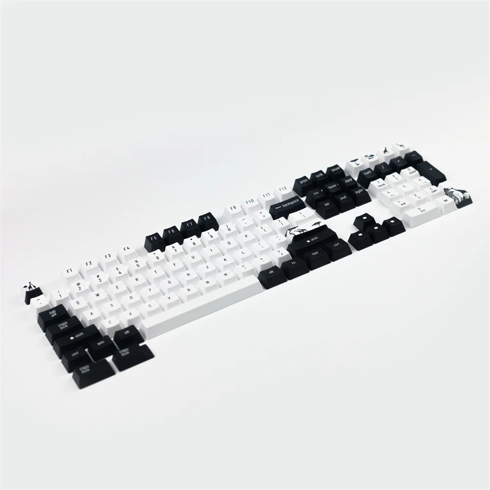 

Giraffe Keycaps PBT Keycap Set Black White OEM Profile Rainforest Series DYE Sublimation Keycap For 104 108 Mechanical Keyboard