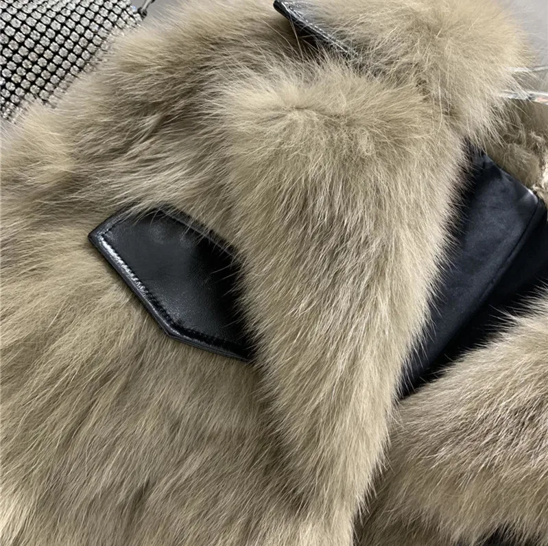 

New Arrival Woman's Real Fox Fur Jacket Suit collar High Quality Luxury Fashion Real Fur Coat