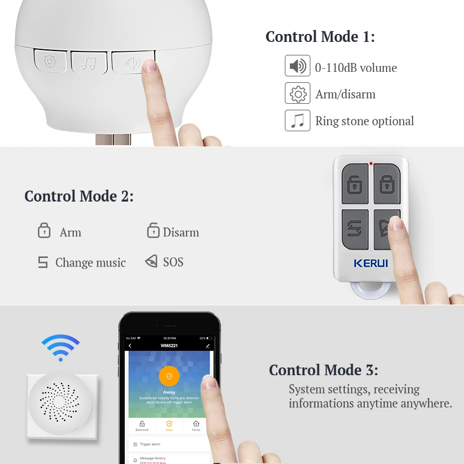 Умная домашняя система охранной сигнализации KERUI WM5221 Tuya Wi Fi дверной звонок 52
