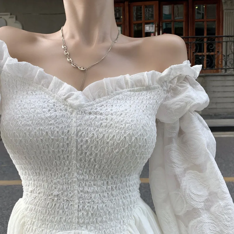 Женское жаккардовое платье-трапеция элегантное однотонное платье с длинным