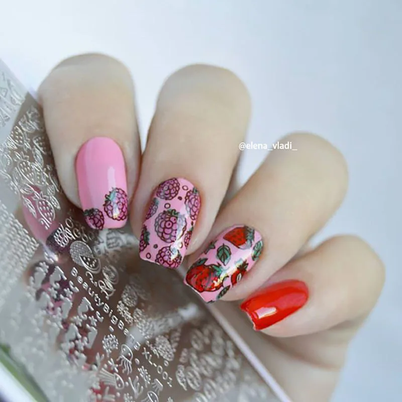 BeautyBigBang 6*12 см штамповка для дизайна ногтей Летний цветок арбуз изображение ногтей штамповка пластины дизайн ногтей шаблон форма BBB XL-001