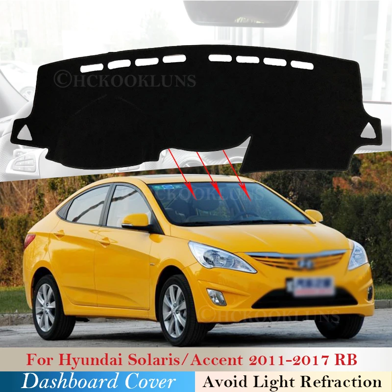Защитная накладка на приборную панель для Hyundai Solaris Accent 2011 ~ 2017 RB автомобильные