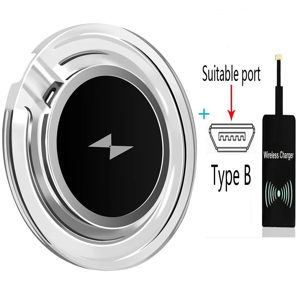 Type B kit 10 Вт беспроводной зарядный передатчик+ Qi приемник для Apple iPhone 4 5 5S SE 6 6S 6 7 Plus беспроводной зарядное устройство Комплект для samsung - Цвет: Type B kit