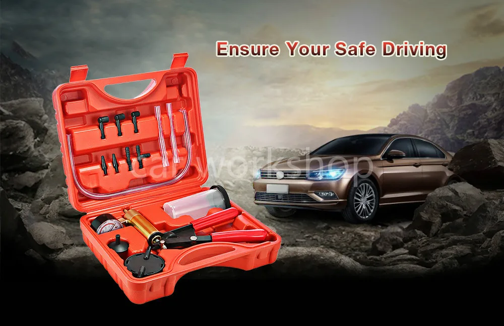 Mr Cartool ручной DIY тормозной жидкости Bleeder инструменты вакуумный пистолет насос тестер комплект алюминиевый насос тело Давление Вакуумный датчик
