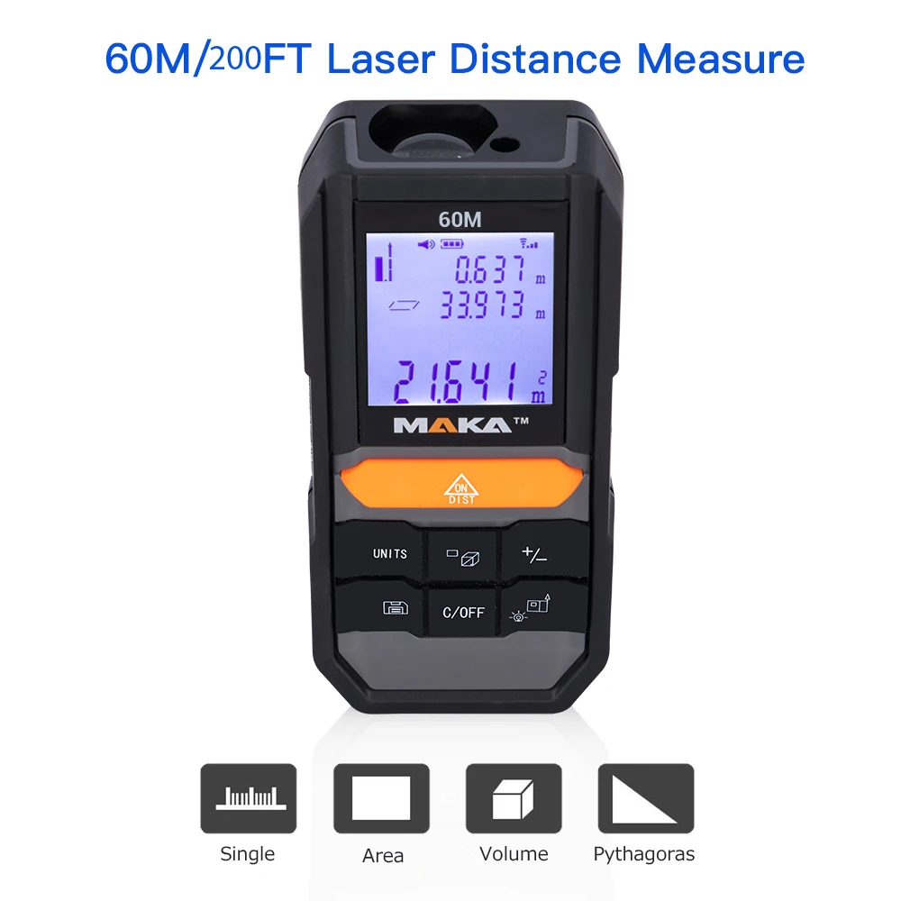 

Цифровой лазерный дальномер, измеритель расстояния, рулетка, рулетка, 60 м