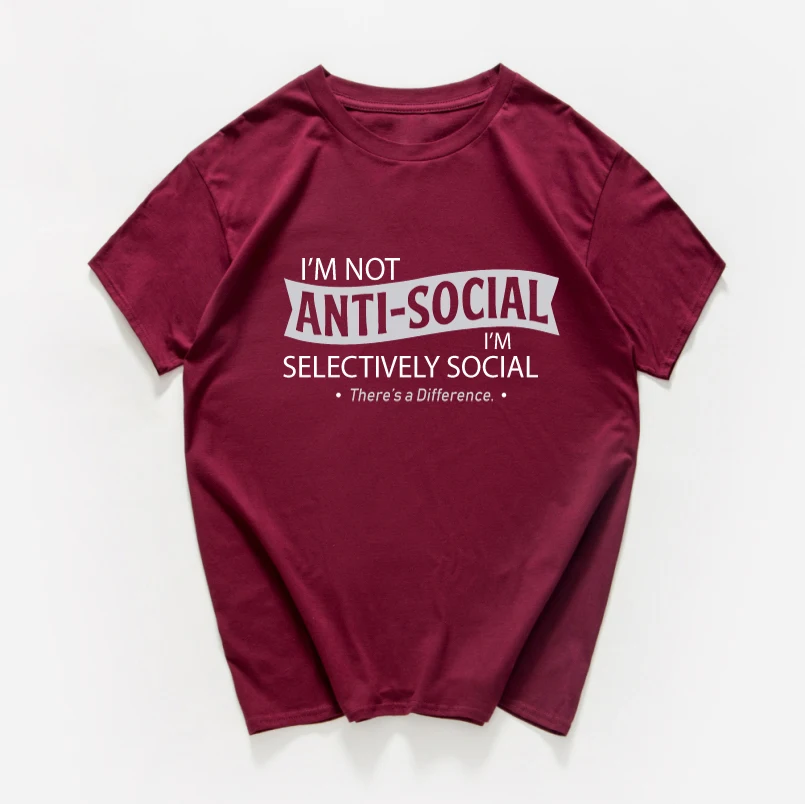 Женская винтажная хлопковая Футболка I am not anti social размера плюс летняя уличная