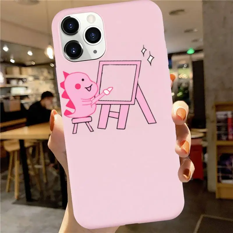 

Little dinosaur cute animal couple luxury mobile Phone Case Candy Color for iPhone 6 7 8 11 12 s mini pro X XS XR MAX Plus