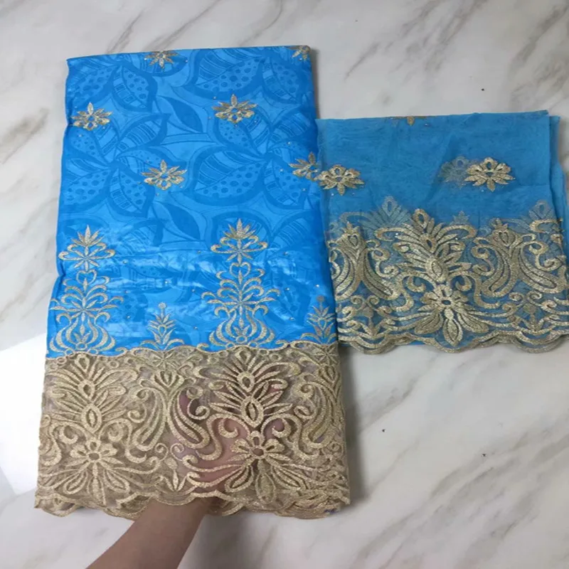 Африканская ткань Африканский Базен Riche с каменным дизайном 5 + 2 ярдов