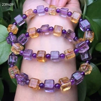 natural citrine amethyst yellow purple quartz bracelet women men 8x8mm ametrine gemstone stretch crystal bracelet aaaaa