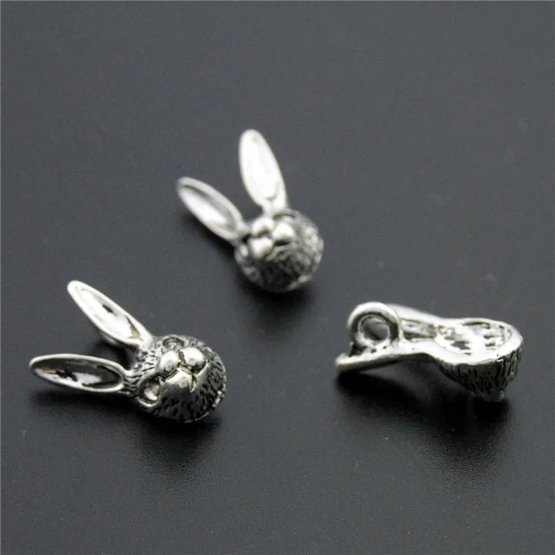 5 шт покрытые серебром Цвет 3D кроликов подвески для головы браслетов и ожерелий DIY