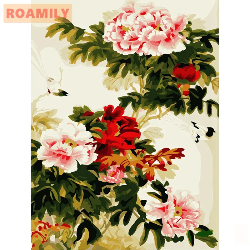 Алмазная вышивка с пионами ROAMILY Новое поступление алмазная живопись крестиком