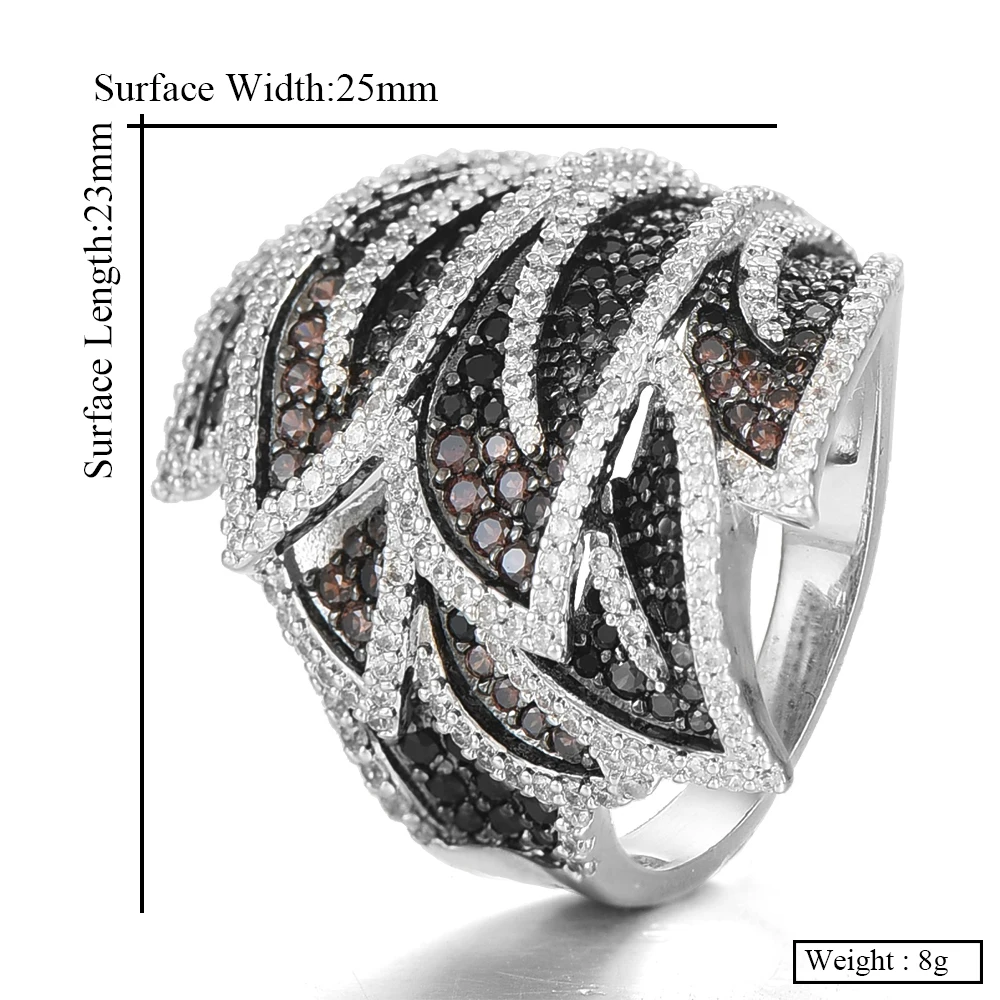 GODKI Роскошные перьевые листья дизайн смелые массивные кольца с циркониевыми