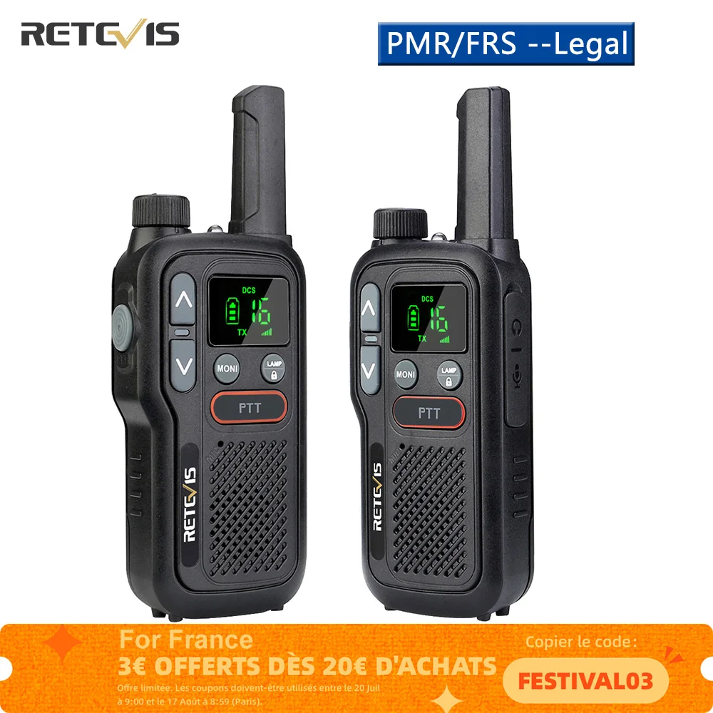 

Retevis RB618 Mini Walkie Talkie Rechargeable Walkie-Talkies 1 or 2 pcs PTT PMR446 Long Range Portable Two-way Radio For Hunting