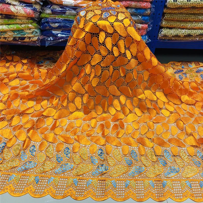 

Newest african cord lace fabrics 2020 High Quality African Cord Lace Fabric for wedding dress 5Yards/lot LSN21