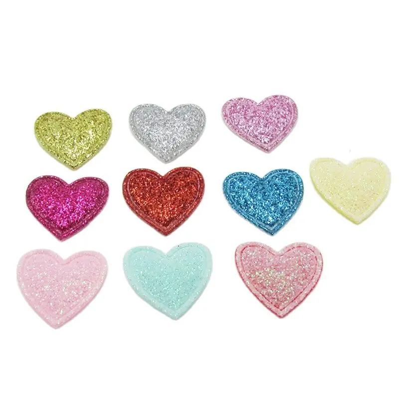 

1,8 см 60 шт./лот блестящие сердца Мягкая аппликация для DIY Kawaii детские заколки для волос ручной работы аксессуары шляпа обувь патчи