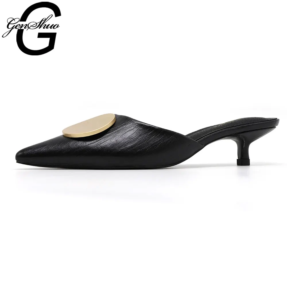 Сандалии GENSHUO женские с острым носком модные туфли на тонком низком каблуке