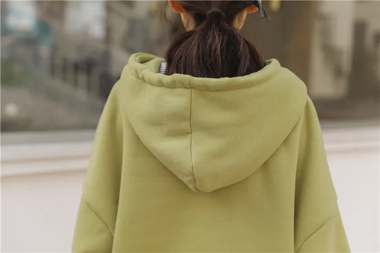 

women hoodies grass green 2019 autumn winter streetwear funny oversize long sleeve pullover sweatshirt loose wool fleece fashion