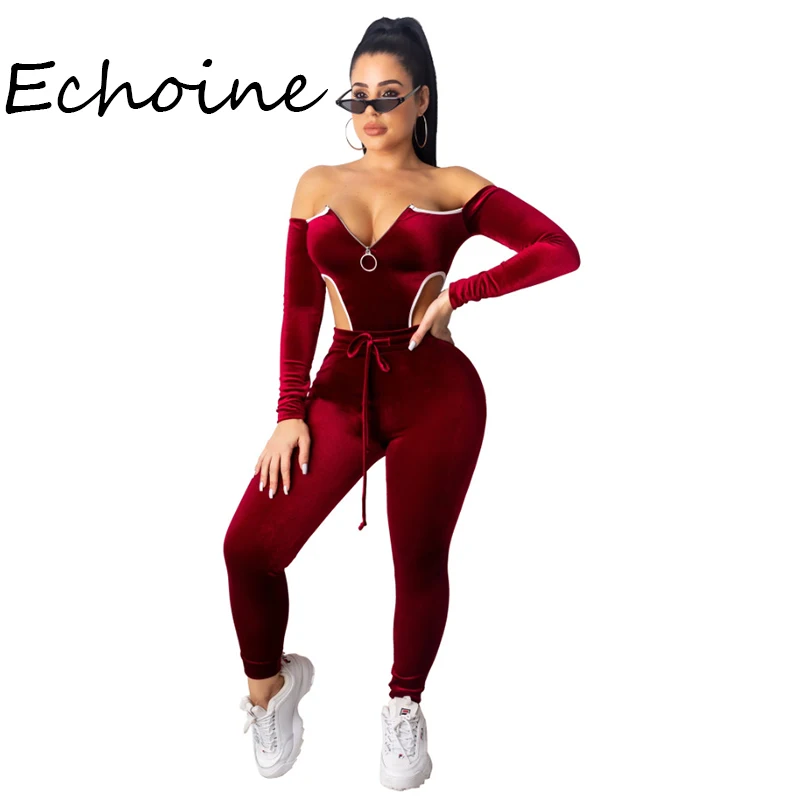 Сексуальная Женская спортивная одежда с открытыми плечами и длинными брюками| |