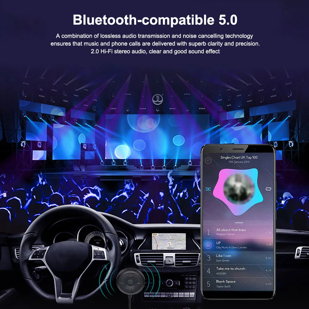 

AUX-in Bluetooth Wireless Receiver & Transmitter Adapter FM For Car Stereo Audio