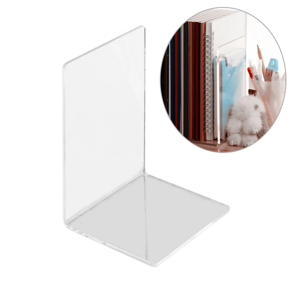 

4pcs Crystal Clear Acrylic Bookends Elegant Decor in Office School