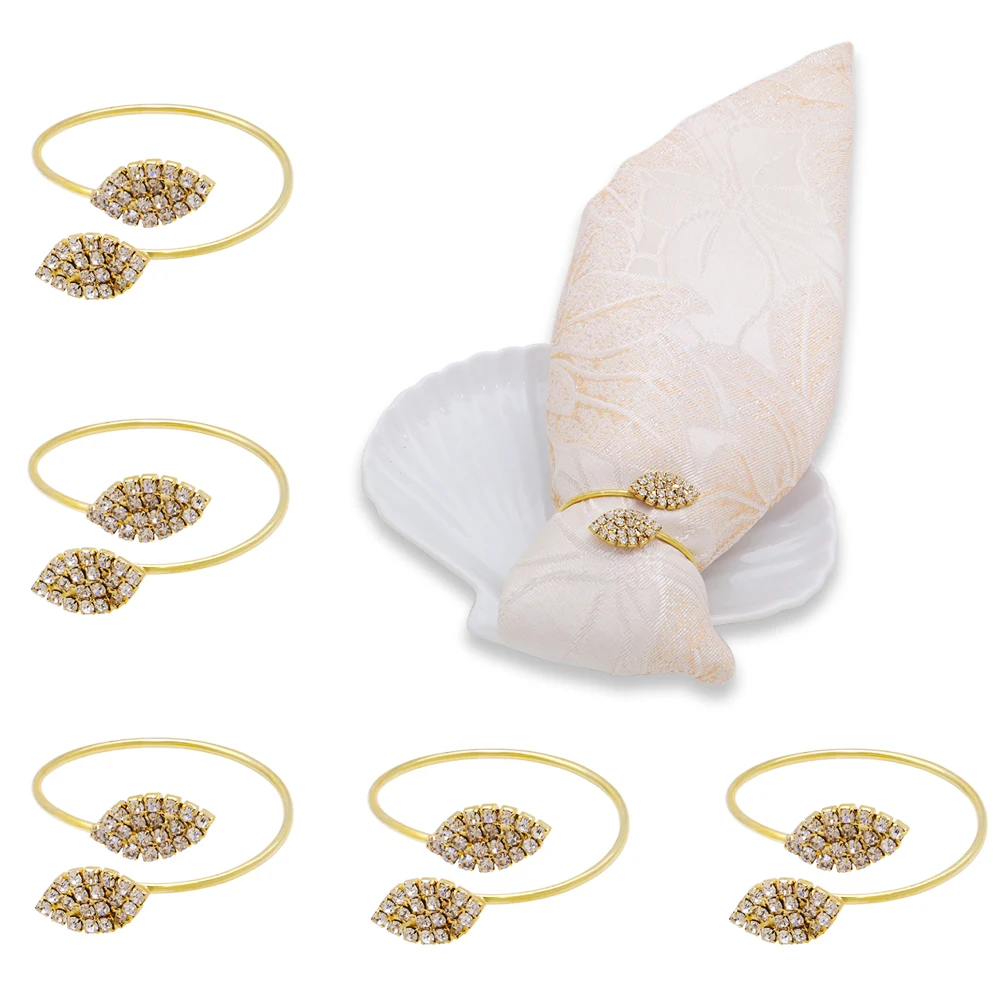 TAI Top 6 шт страз в форме листика кольцо для салфеток свадебный банкет ужин