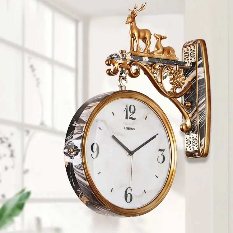 

Nordic Large Wall Clock Modern Design Watches Double Faced Silent Wall Clocks Home Decor Luxury Creative Living Room Gift Zegary