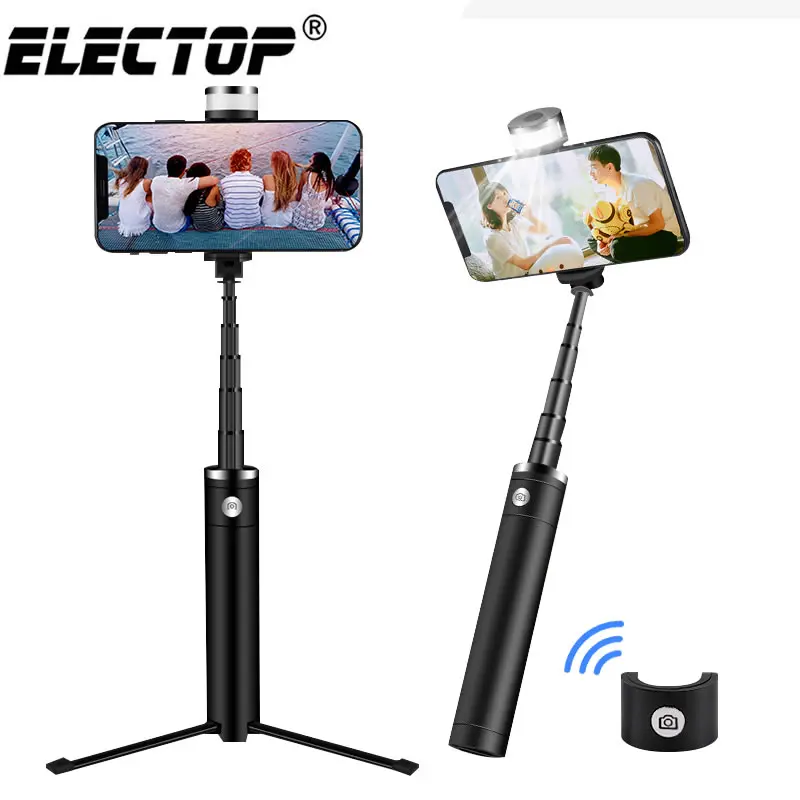 Портативный монопод для селфи Electop Bluetooth палка штатив с кольцесветильник